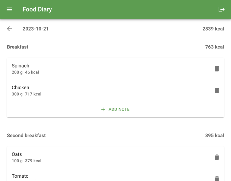 Food Diary App